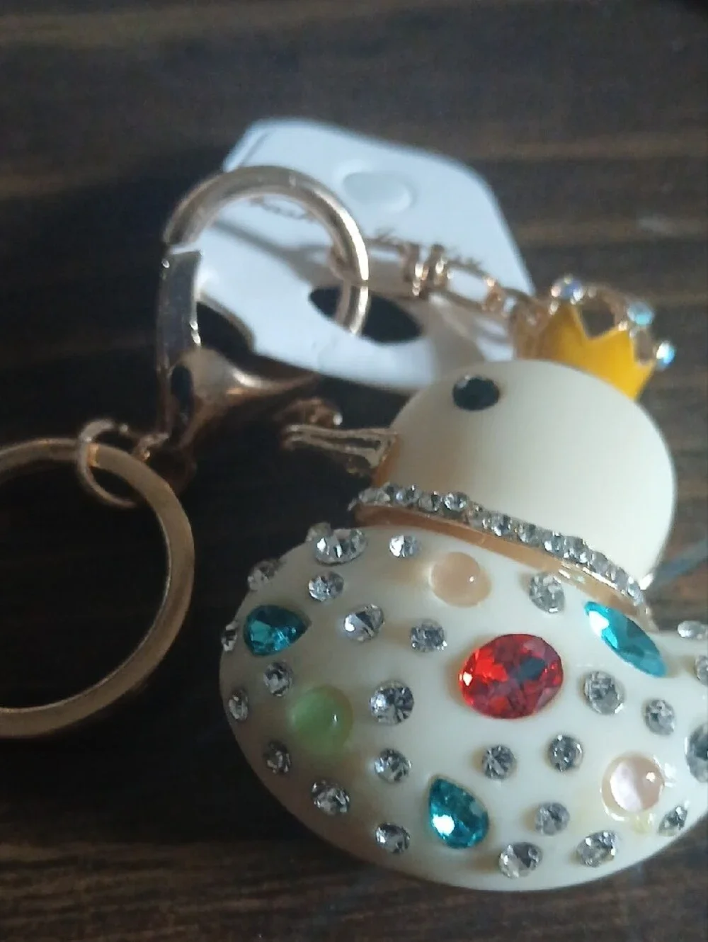 Crystal-Embellished Duck Keychain with Crown,Bag Charm